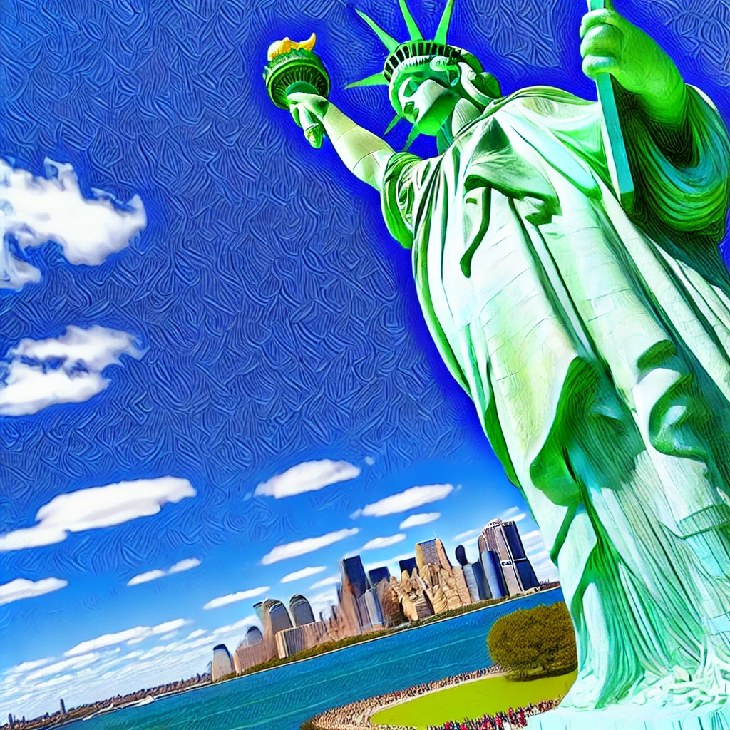 Drawn picture of Statue of Liberty in New York